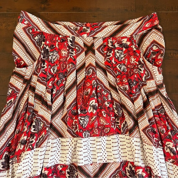 FREE PEOPLE Paradise Midi Handkerchief Skirt Pimento Combo Boho Bohemian Size 10 - Picture 5 of 12